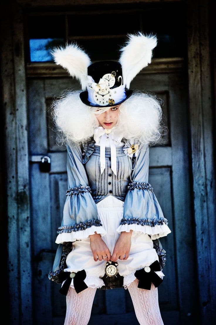 A guest in an elaborate White Rabbit costume, the whimsical, vintage spirit of Mad for a Cure
